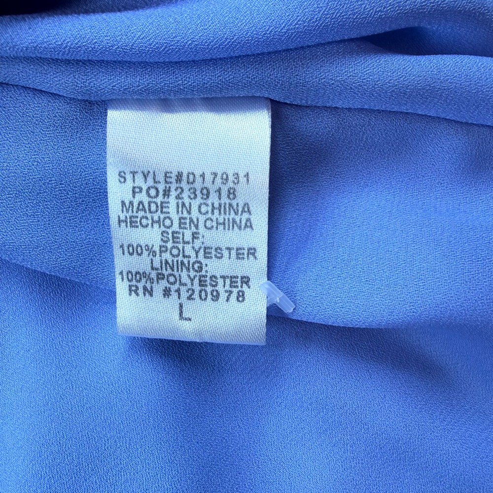 Entro Periwinkle Blue Button Down Pintuck Waist Mini Shirt Dress Short Sleeve L - Picture 7 of 16